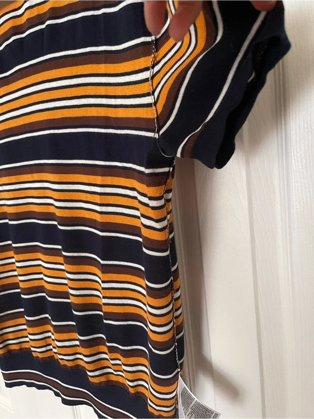 BANANA REPUBLIC 100% COTTON SWEATER POLO NAVY BLUE STRIPES Retro Vibes NEW